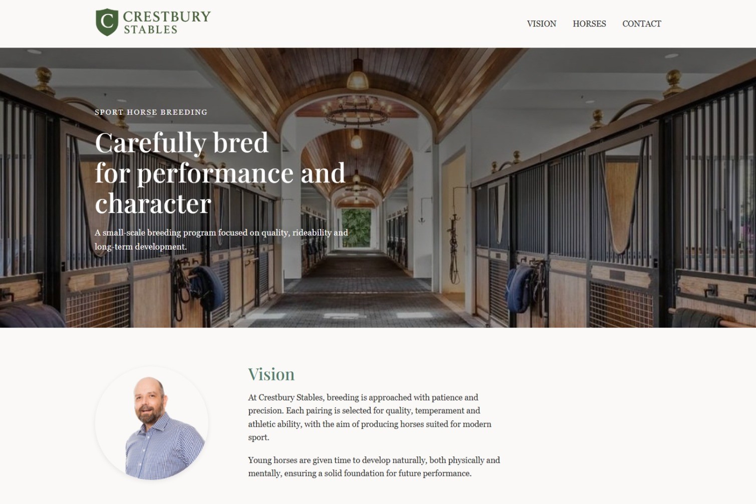 Crestbury Stables website